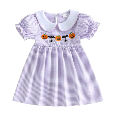 PUMPKIN & SPIDERS Striped Dress