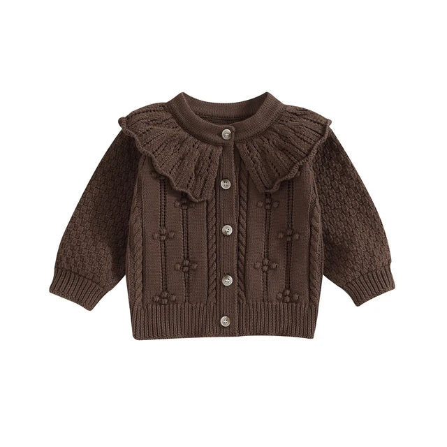 EMMELINE Ruffle Collar Cardigan - Hazel & Bo