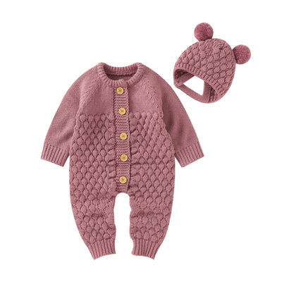 BABY BEAR Knitted Jumpsuit with Beanie