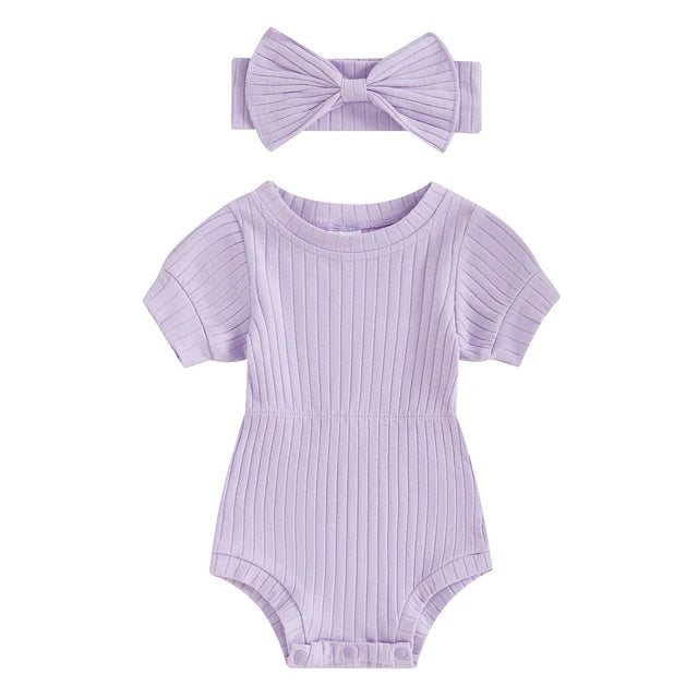 SADIE Ribbed Onesie with Headband