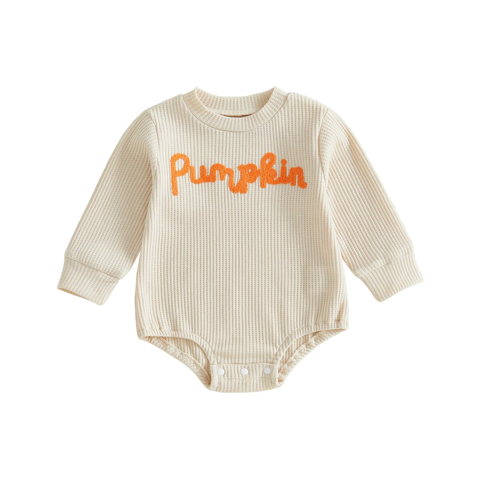 PUMPKIN Waffle Knit Long-Sleeve Onesie