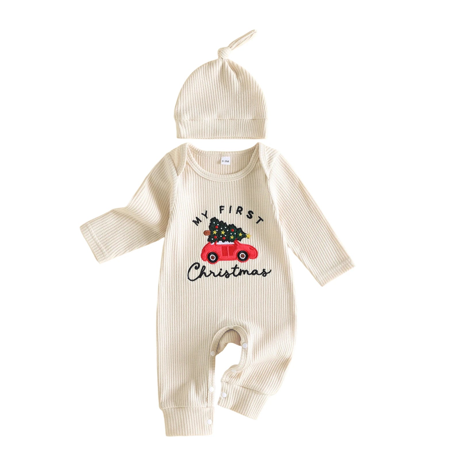 MY FIRST CHRISTMAS Car Ribbed Jumpsuit
