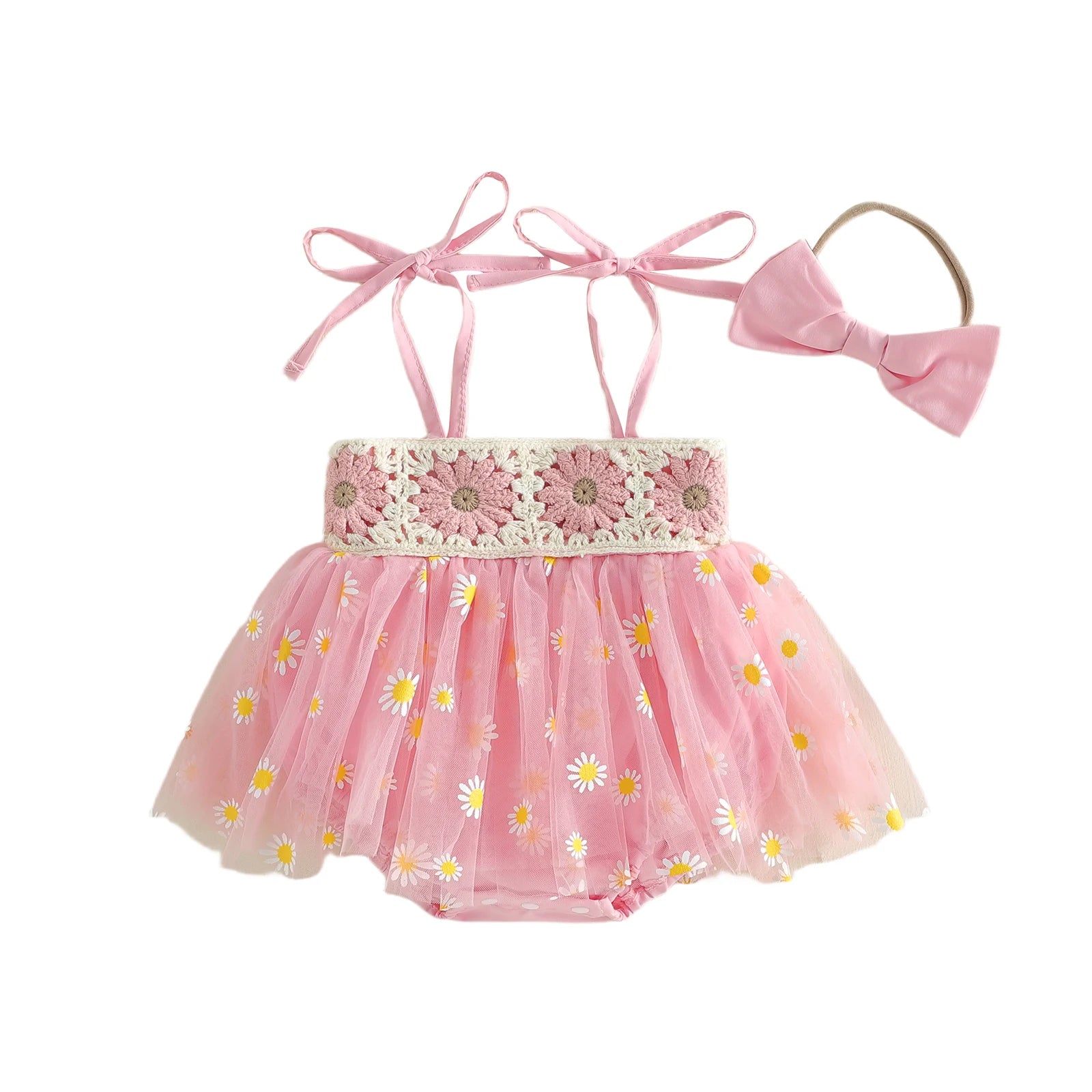 DAISIES Crochet Tulle Romper