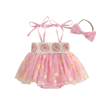 DAISIES Crochet Tulle Romper
