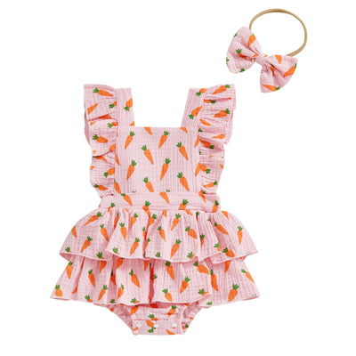 CARROTS Ruffle Romper with Headband