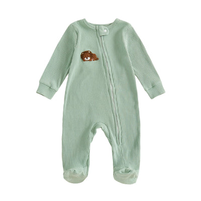SLEEPY HEAD Ribbed Footed Jumpsuit