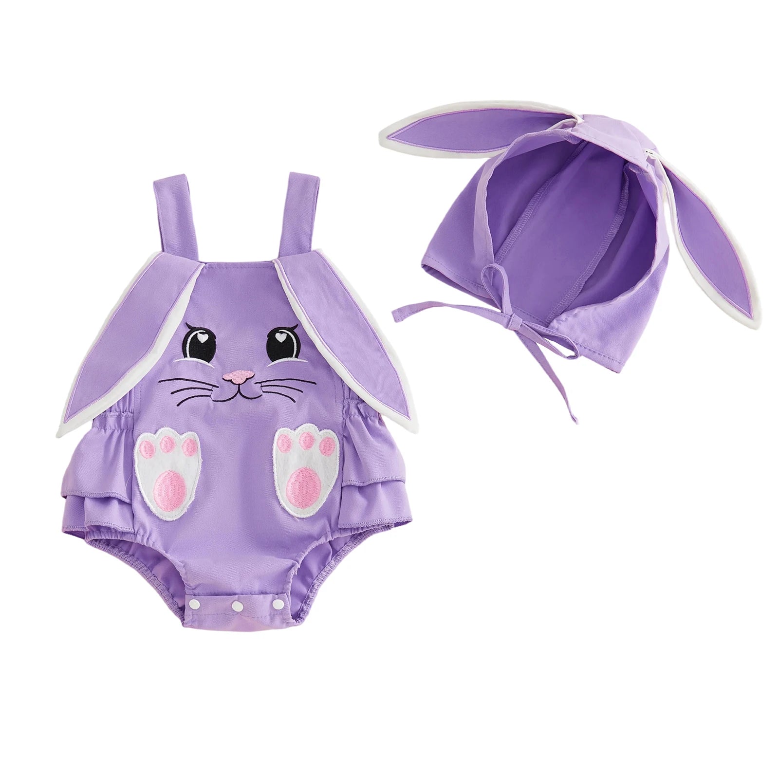 BUNNY Ruffle Romper with Bunny Cap