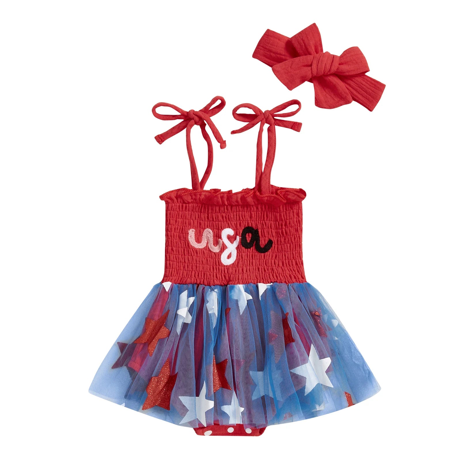 USA STARS Smocked Romper
