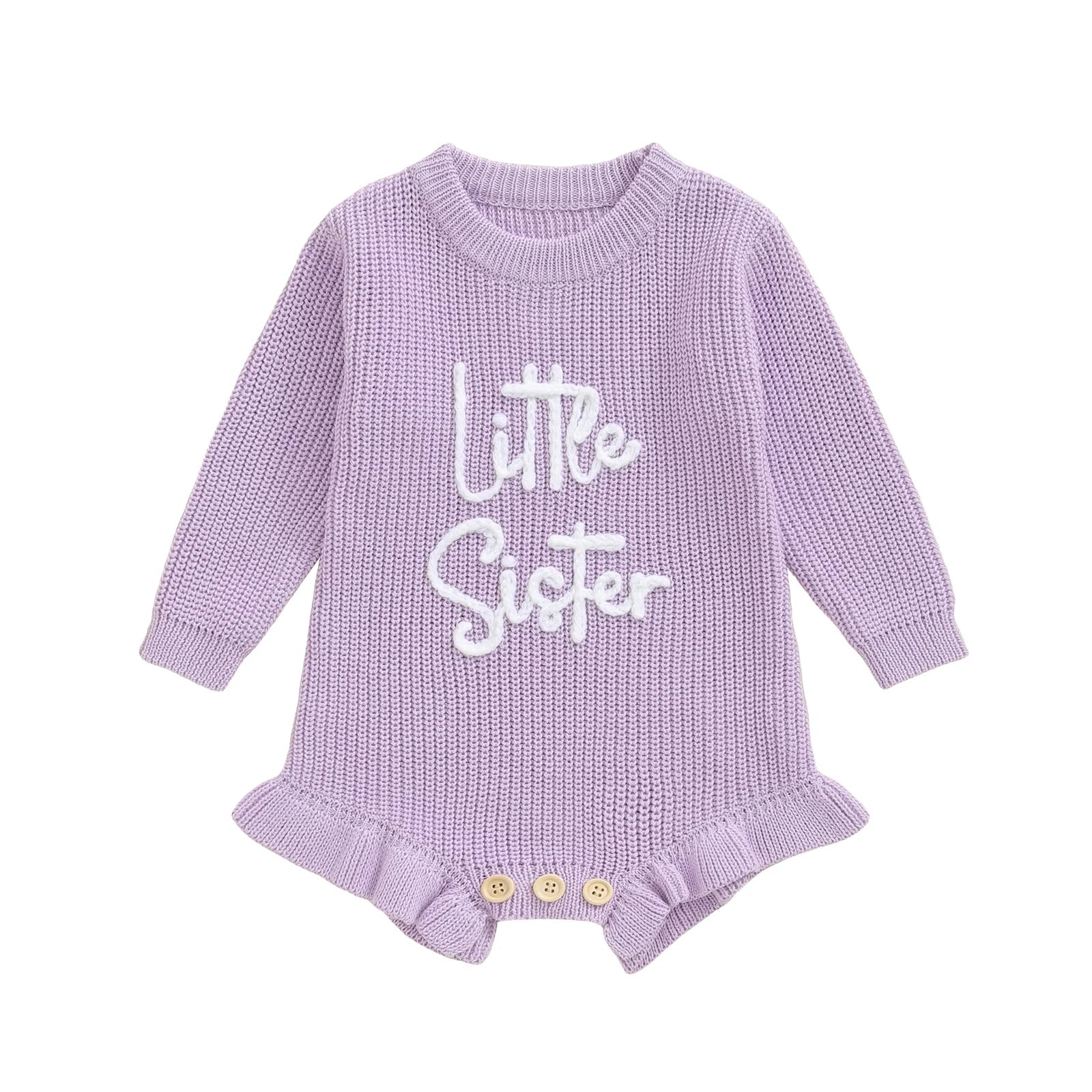 LITTLE SISTER Knitted Ruffle Romper