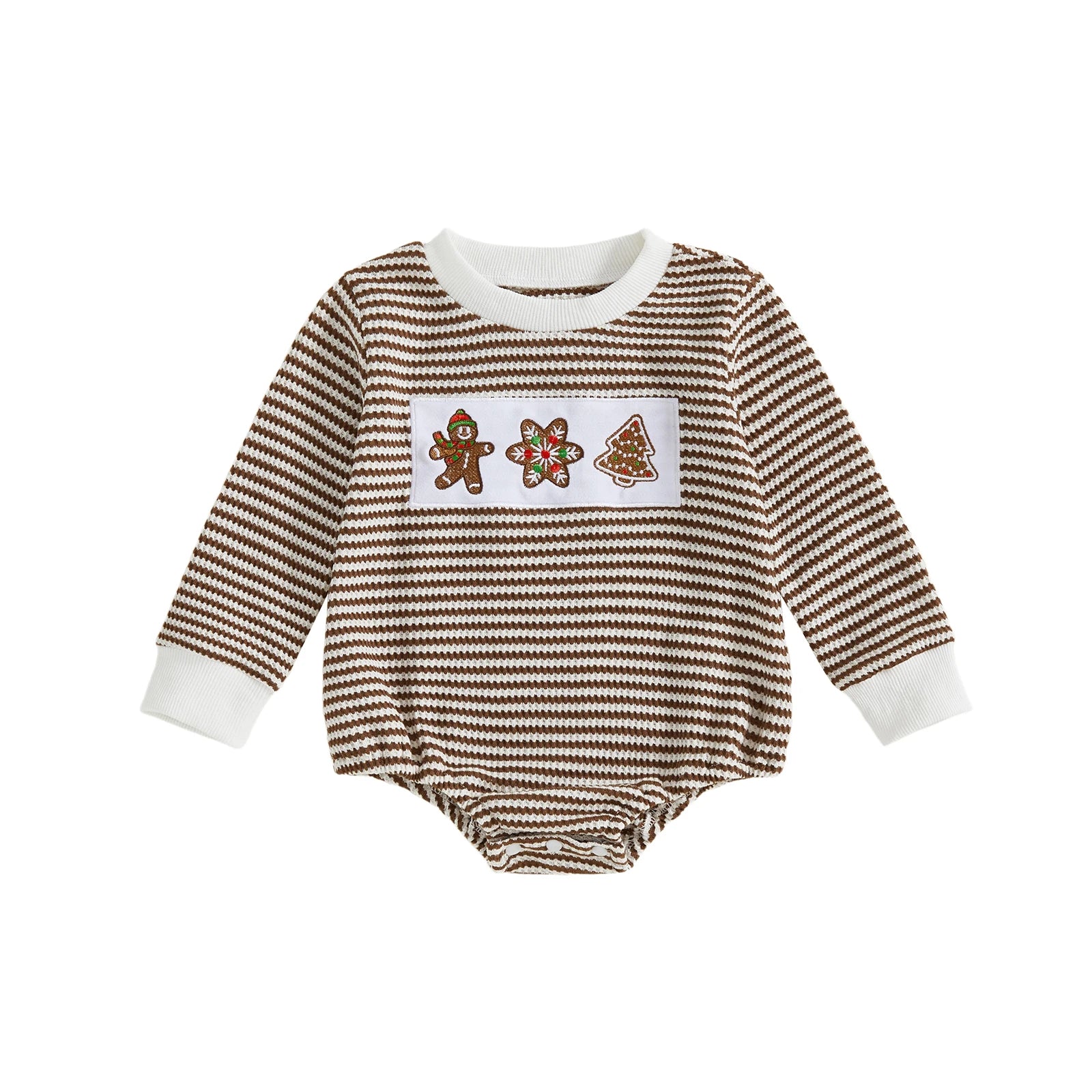 XMAS Striped Long-Sleeve Romper