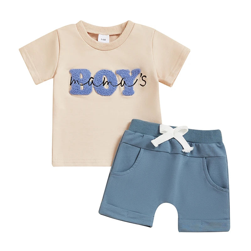 MAMA'S BOY Blue Shorts Outfit