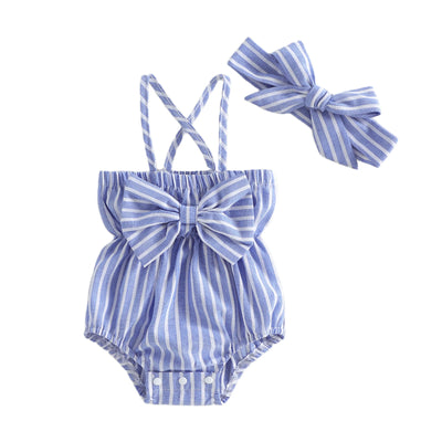 CHLOE Striped Bowtie Romper