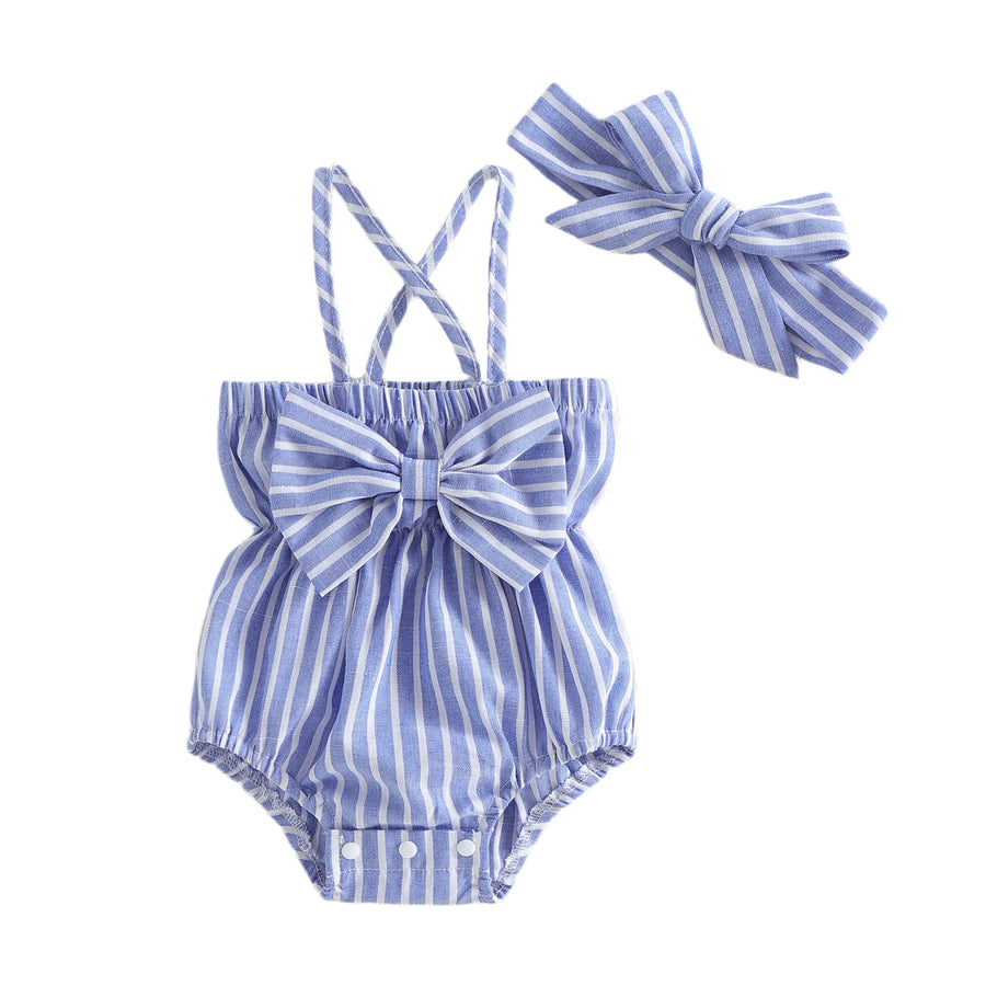 CHLOE Striped Bowtie Romper