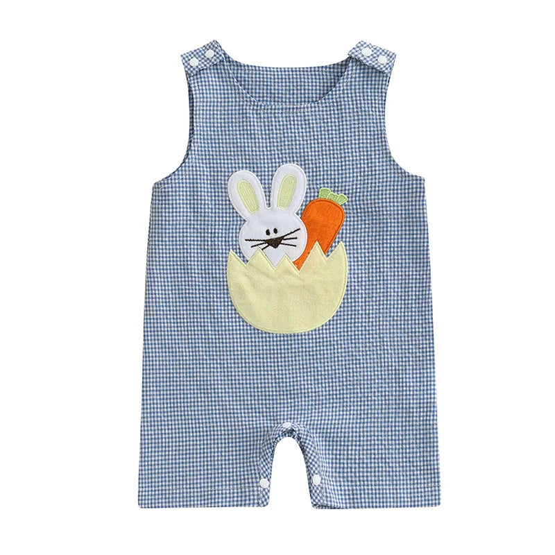 BUNNY Checkered Blue Romper