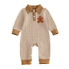 XMAS Striped Collar Jumpsuit