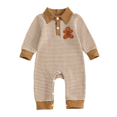 XMAS Striped Collar Jumpsuit