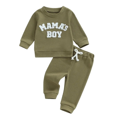 MAMA'S BOY Waffle Knit Outfit