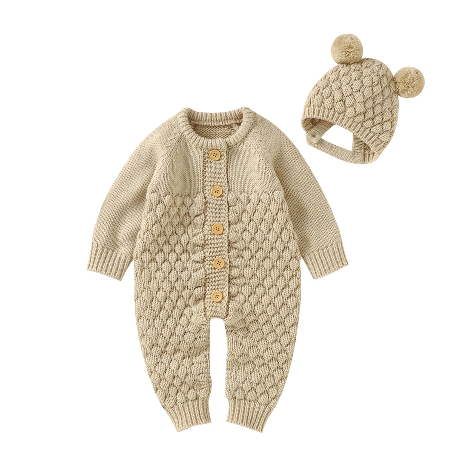 BABY BEAR Knitted Jumpsuit with Beanie