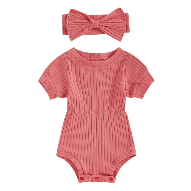 SADIE Ribbed Onesie with Headband