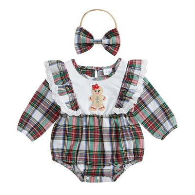 'TIS THE SEASON Crochet Collar Plaid Romper