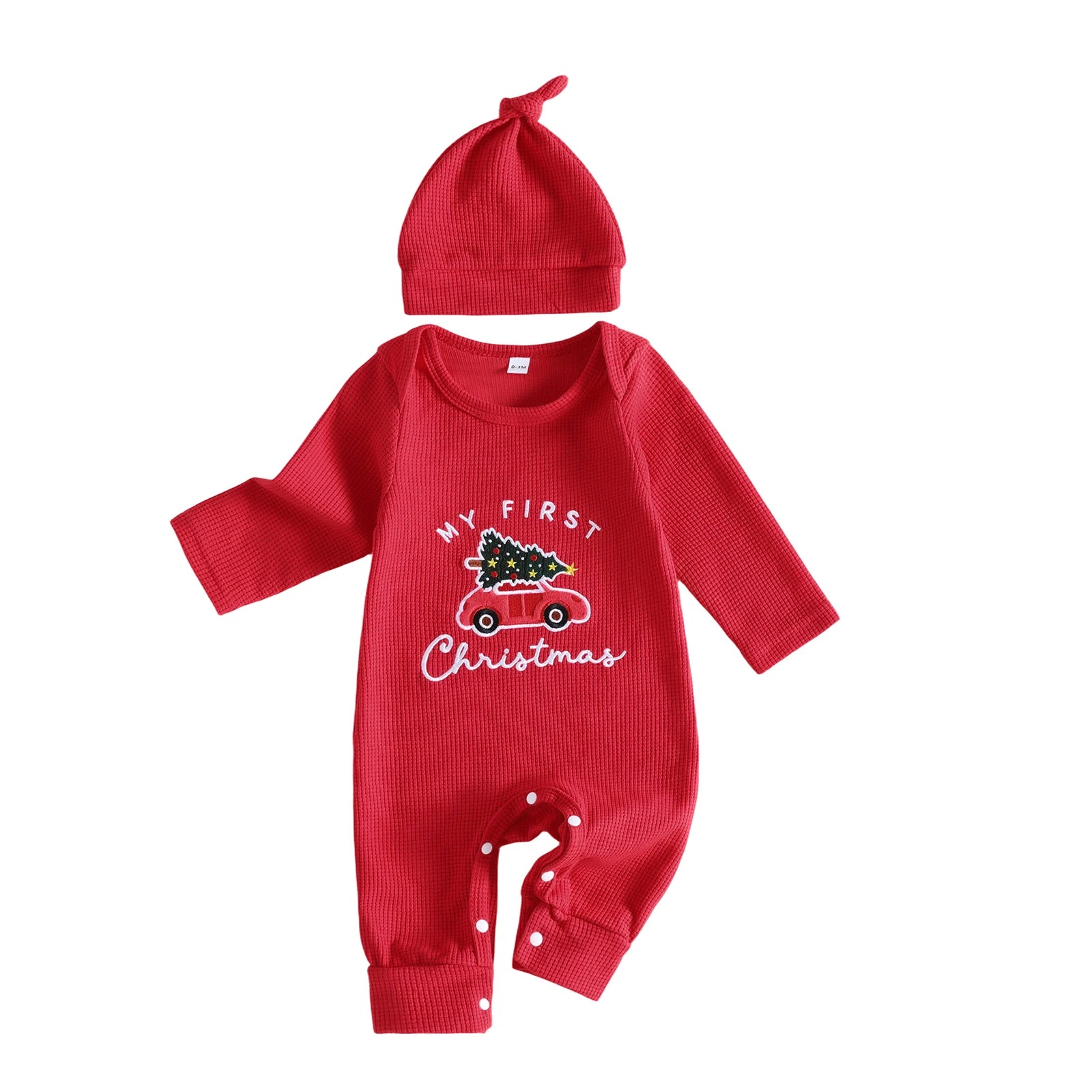 MY FIRST CHRISTMAS Car Ribbed Jumpsuit