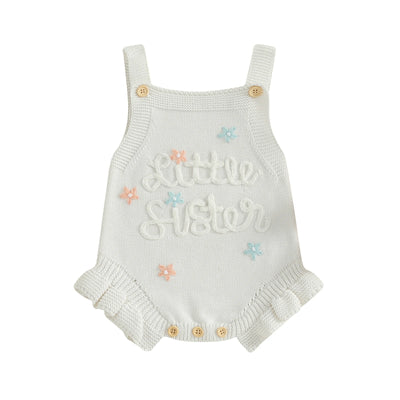 LITTLE SISTER Knitted Floral Romper