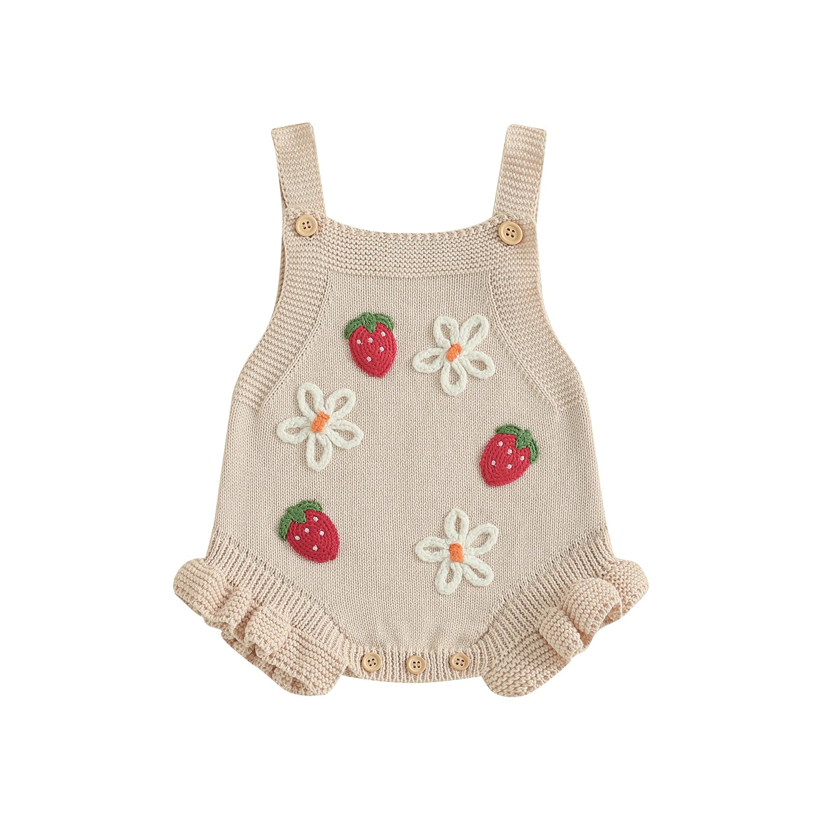 STRAWBERRIES & DAISIES Knitted Romper