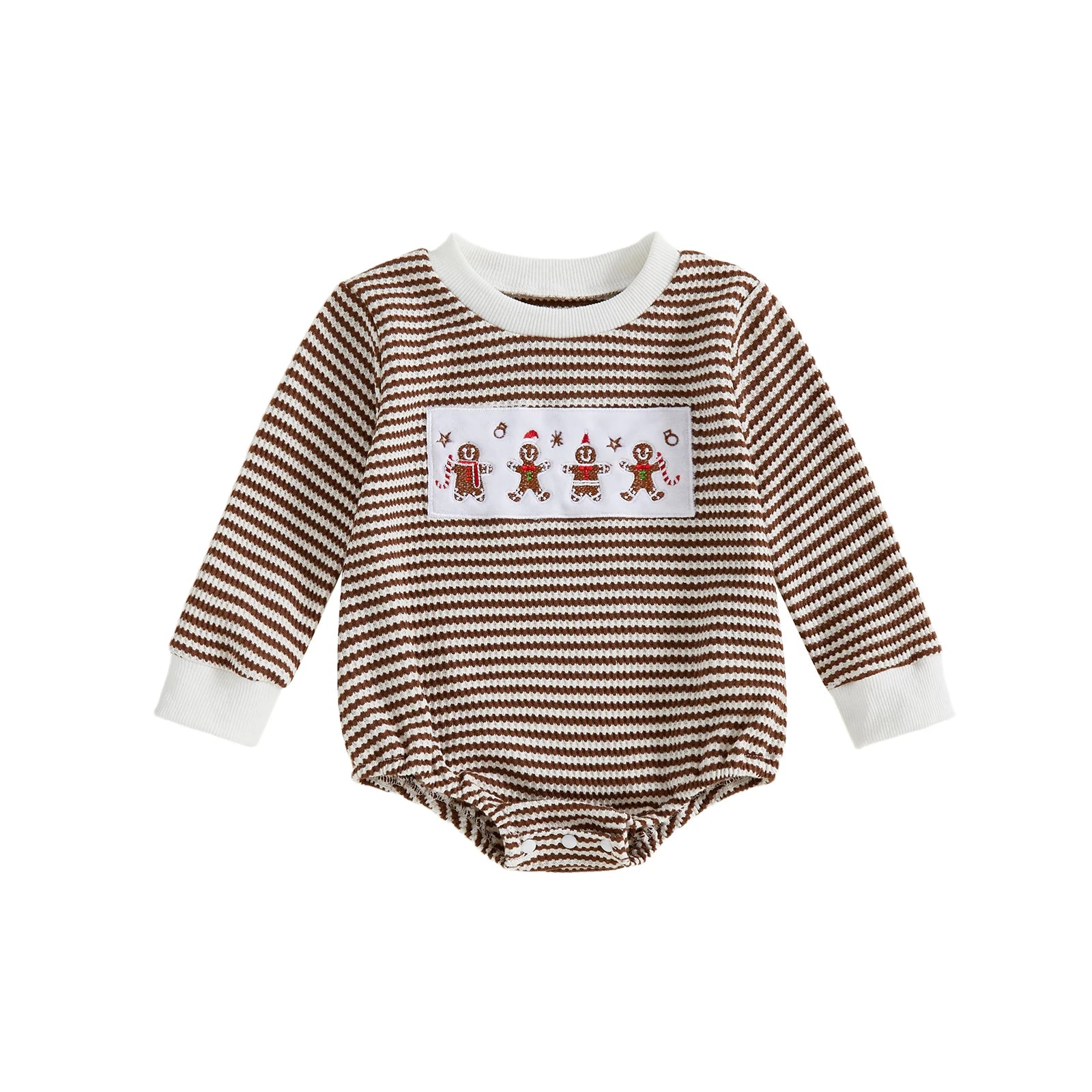 XMAS Striped Long-Sleeve Romper