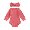 SADIE Long-Sleeve Ribbed Onesie with Headband