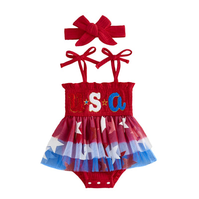 USA Smocked Star Romper