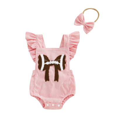 FOOTBALL Corduroy Ruffle Romper