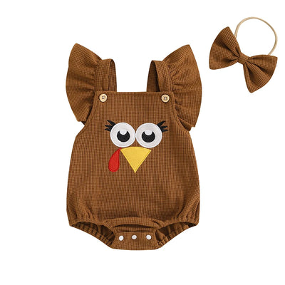 LITTLE TURKEY Waffle Knit Romper