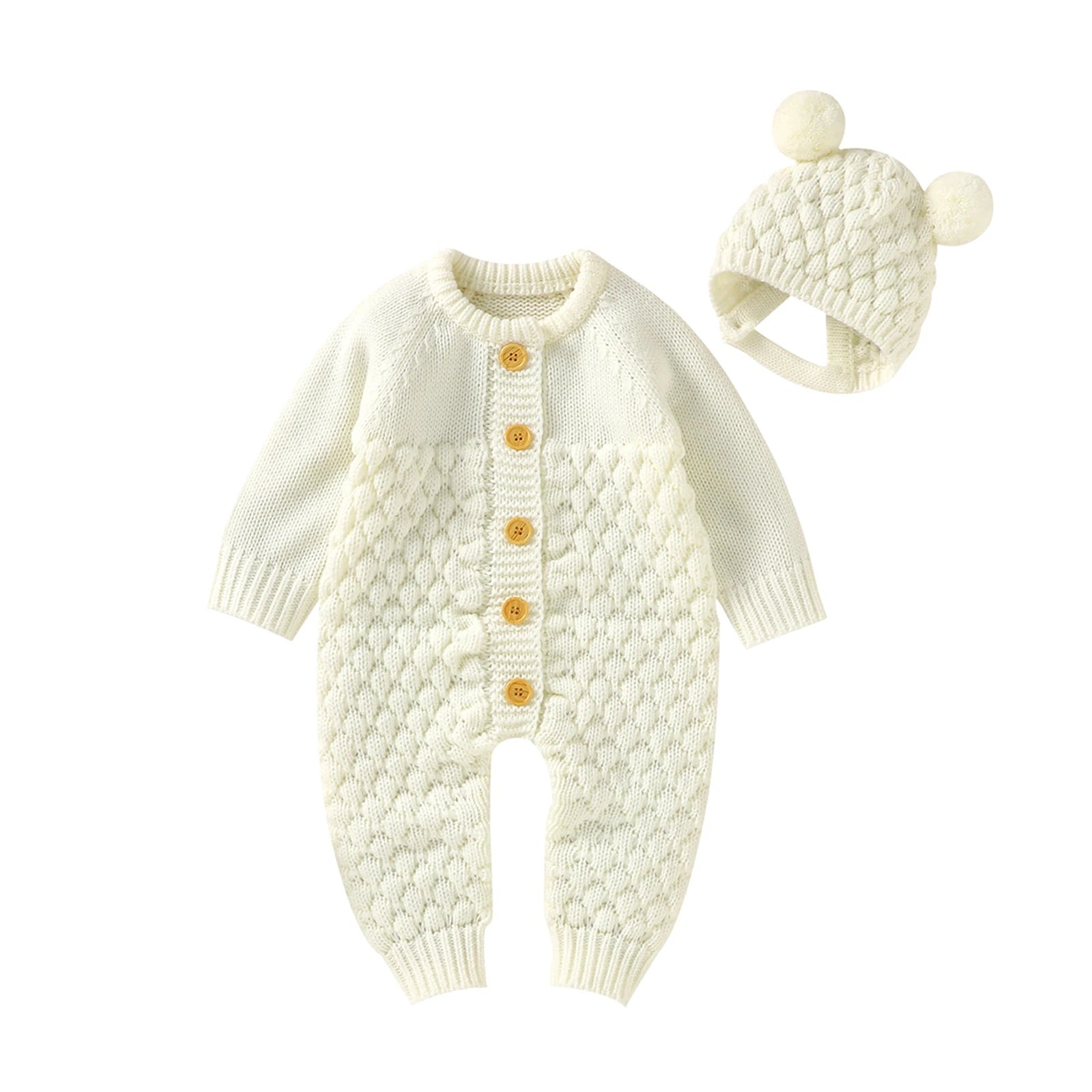BABY BEAR Knitted Jumpsuit with Beanie