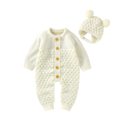 BABY BEAR Knitted Jumpsuit with Beanie