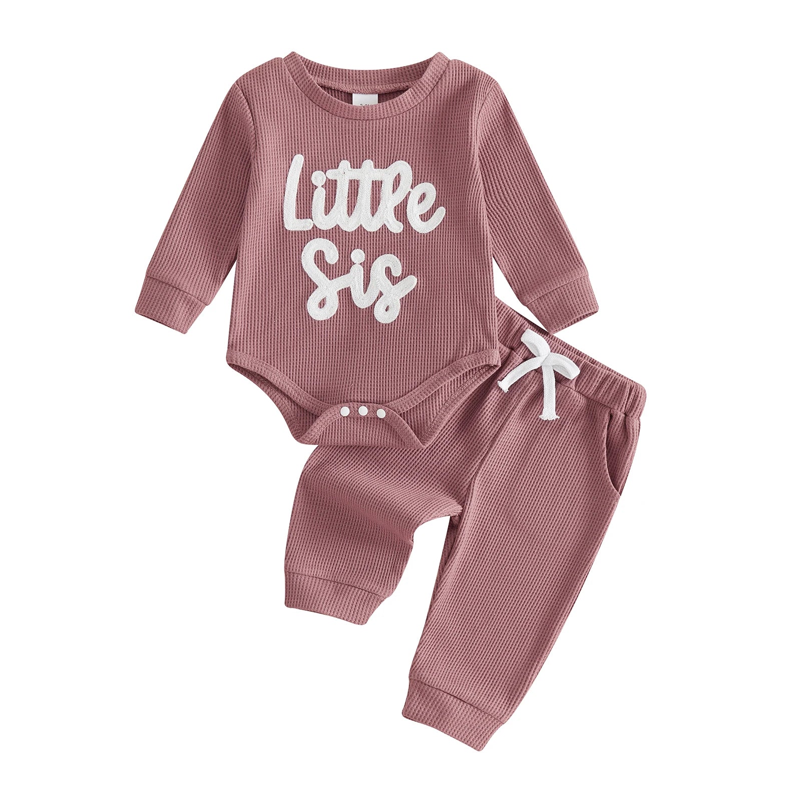 LITTLE SISTER Waffle Knit Outfit
