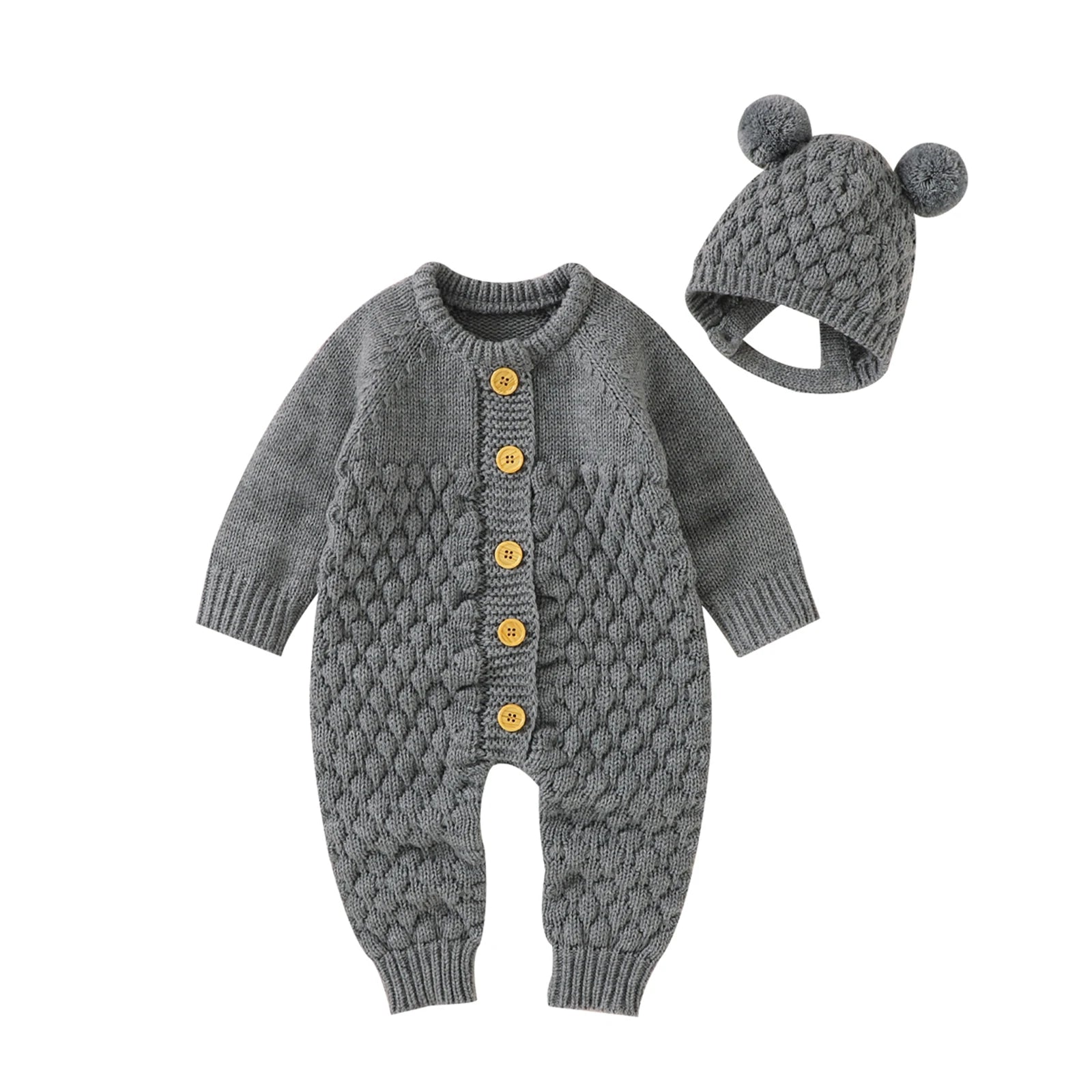 BABY BEAR Knitted Jumpsuit with Beanie