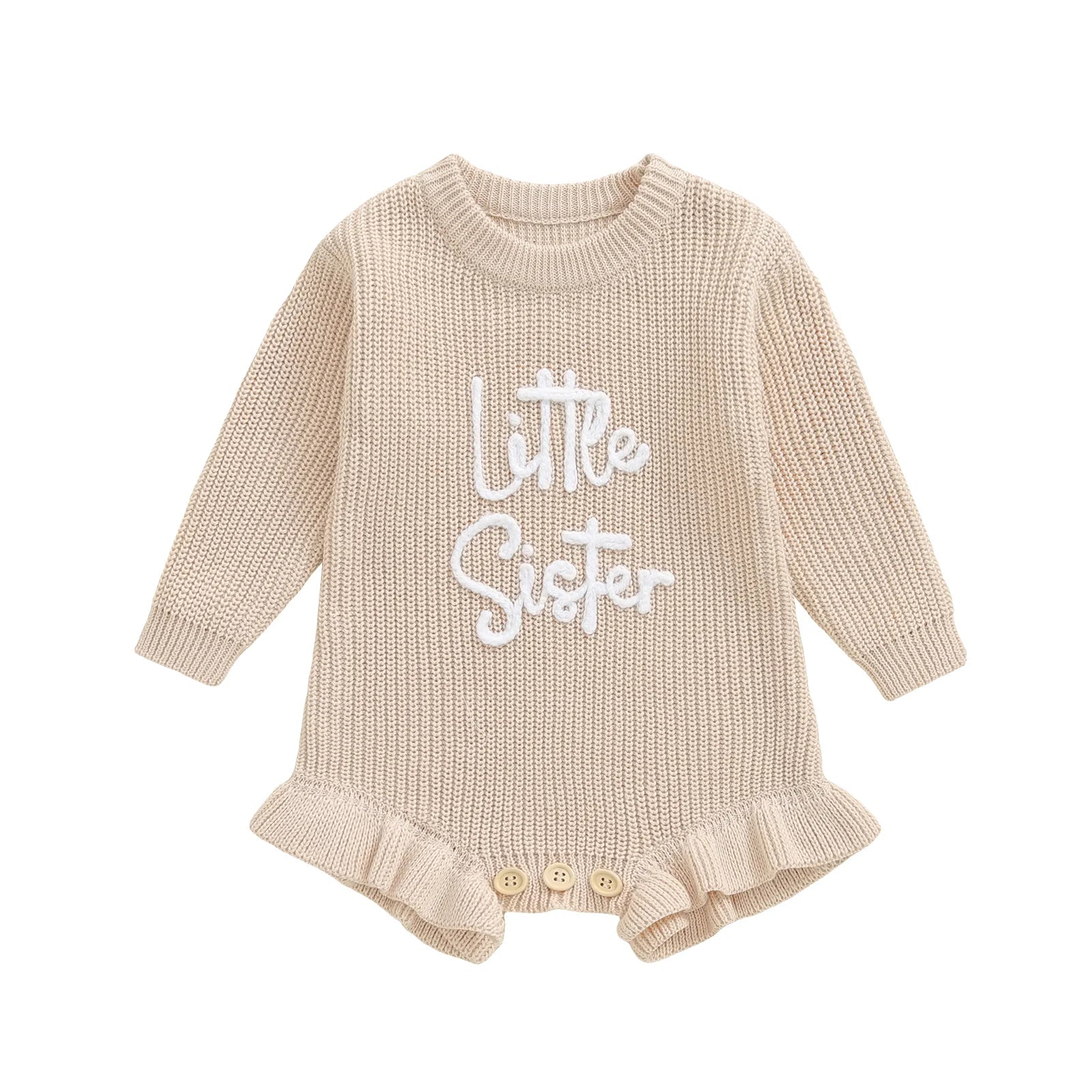 LITTLE SISTER Knitted Ruffle Romper