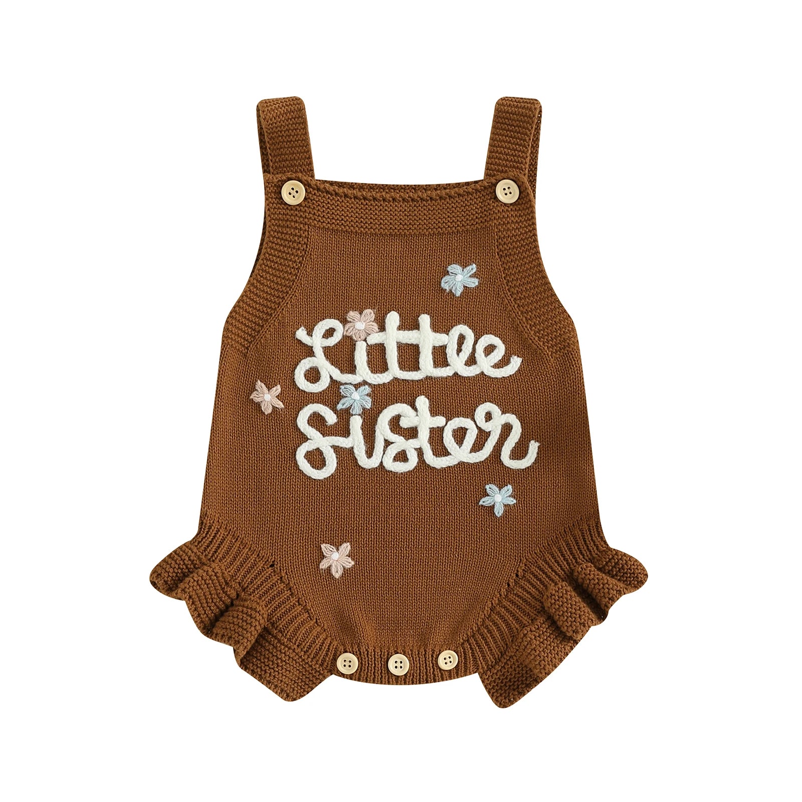 LITTLE SISTER Knitted Floral Romper