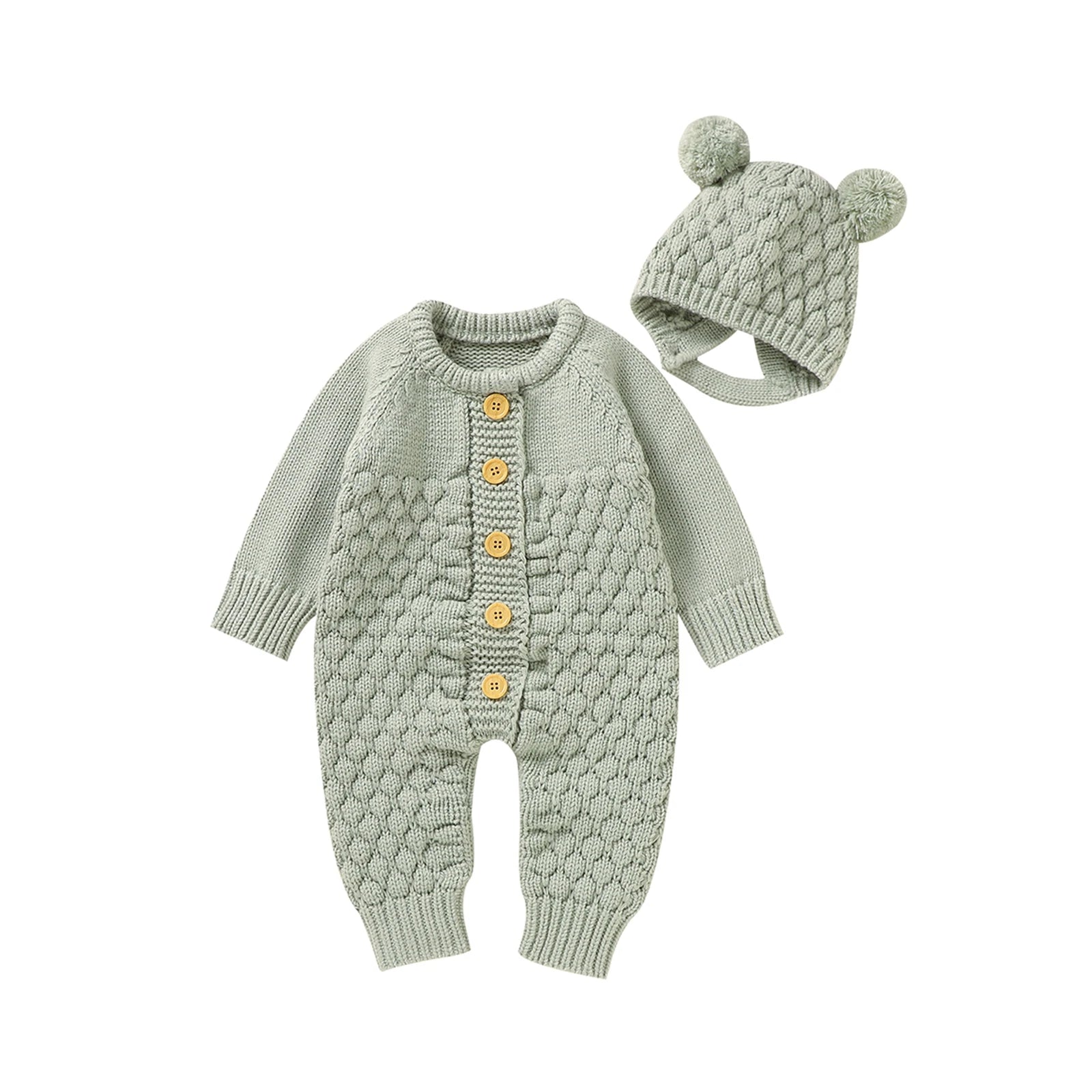 BABY BEAR Knitted Jumpsuit with Beanie