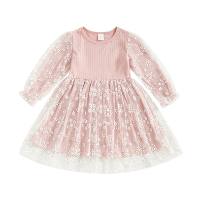 SADIE Flower Tulle Overlay Dress