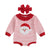 SANTA Striped Ruffle Collar Long-Sleeve Onesie