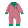 XMAS Striped Collar Jumpsuit