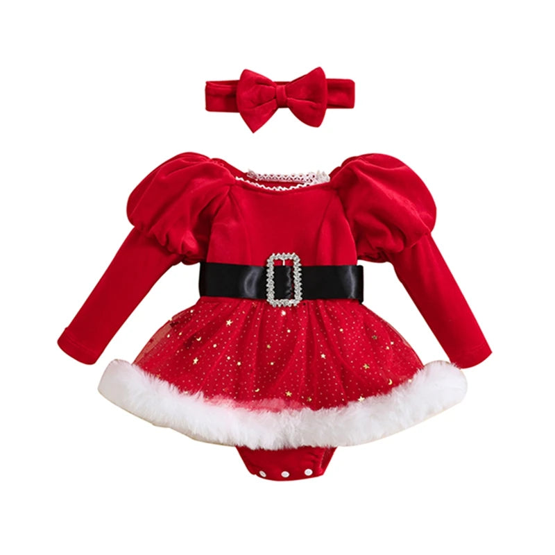 SPARKLING MISS SANTA Romper Dress