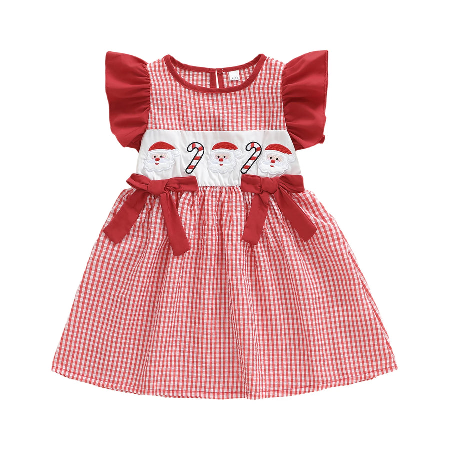 SANTA & CANDY CANE Plaid Bowtie Dress