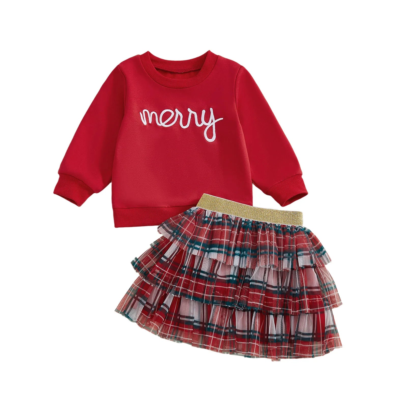 MERRY Plaid Layered Skirt Outfit