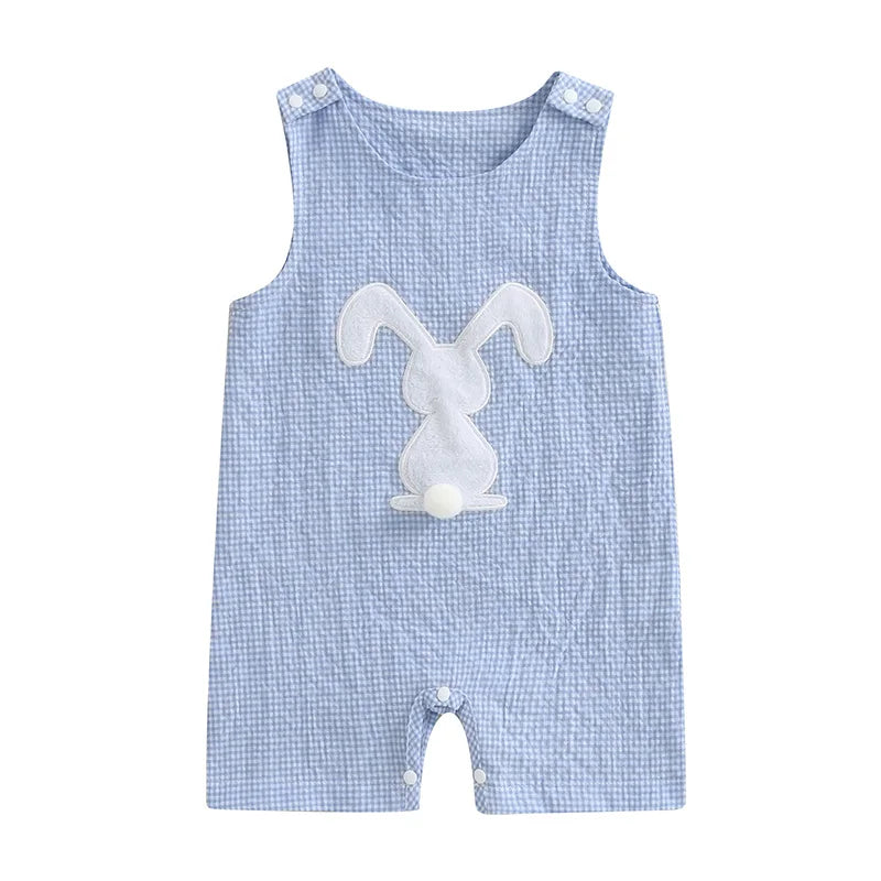 BUNNY Checkered Blue Romper