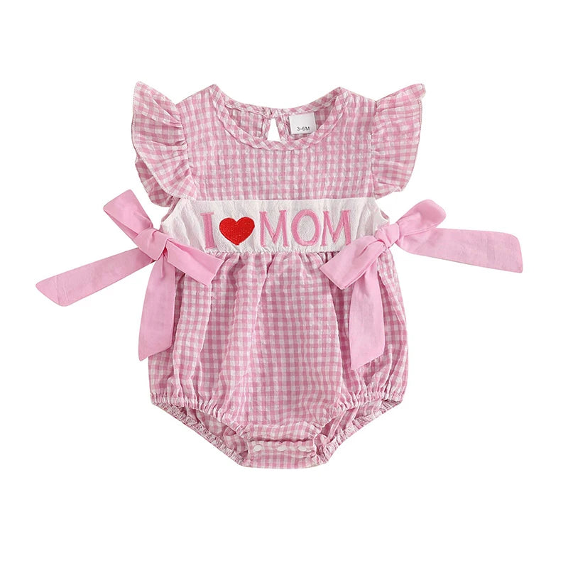 I LOVE MOM/DAD Bowtie Romper