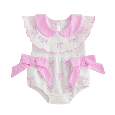 PINK BOWS Collar Romper