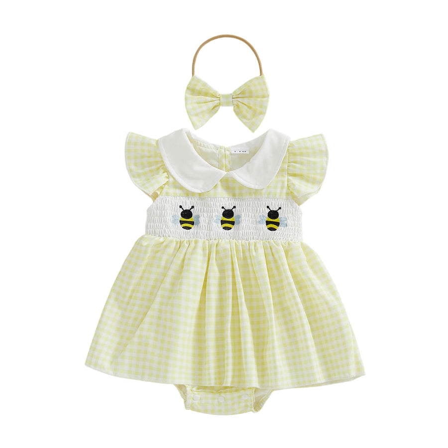 BEES Checkered Romper Dress