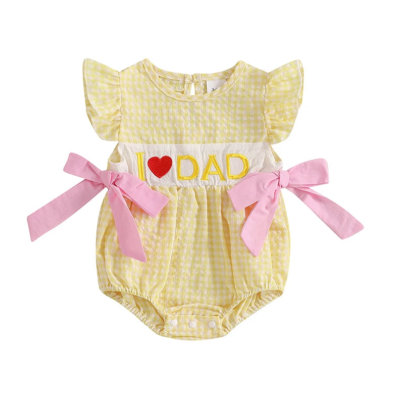 I LOVE MOM/DAD Bowtie Romper